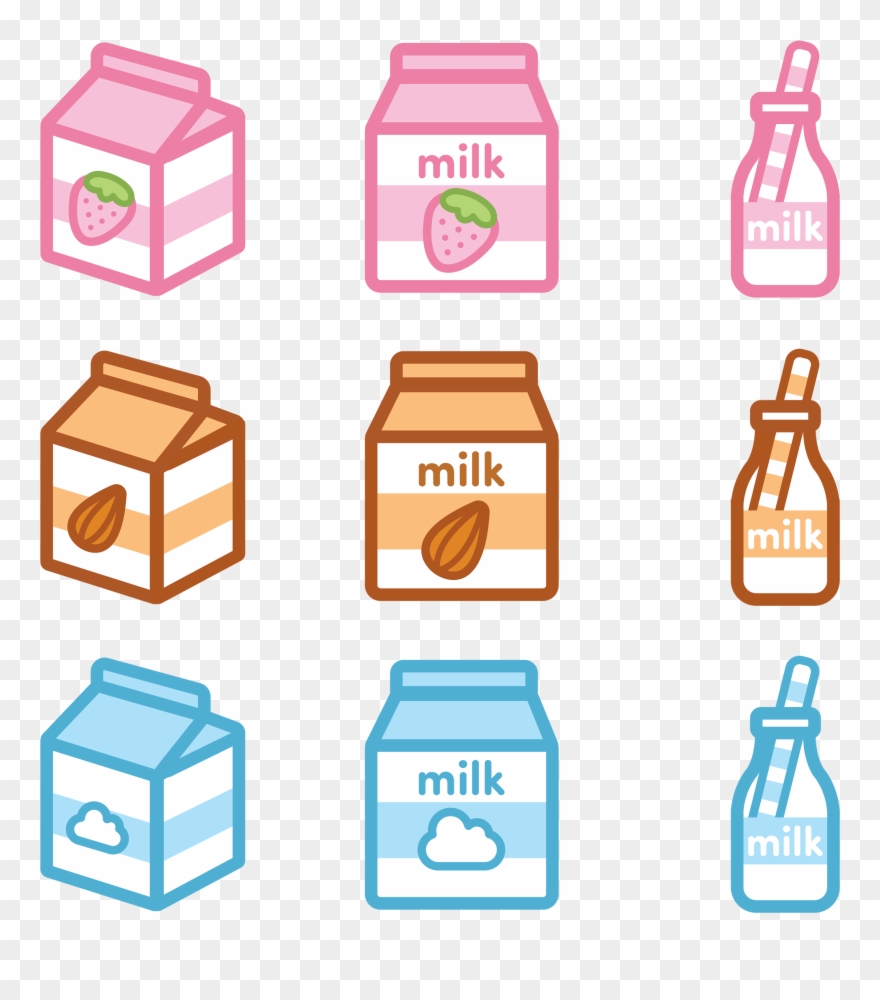 Icons Of Milk Bottles Clipart