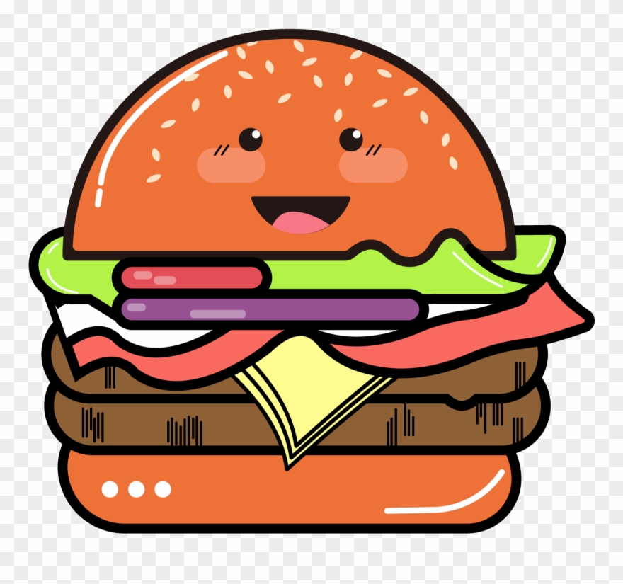 Cartoon Gourmet Cute Burger Png And Vector Image - Png Hamburguesas Dibujo Clipart