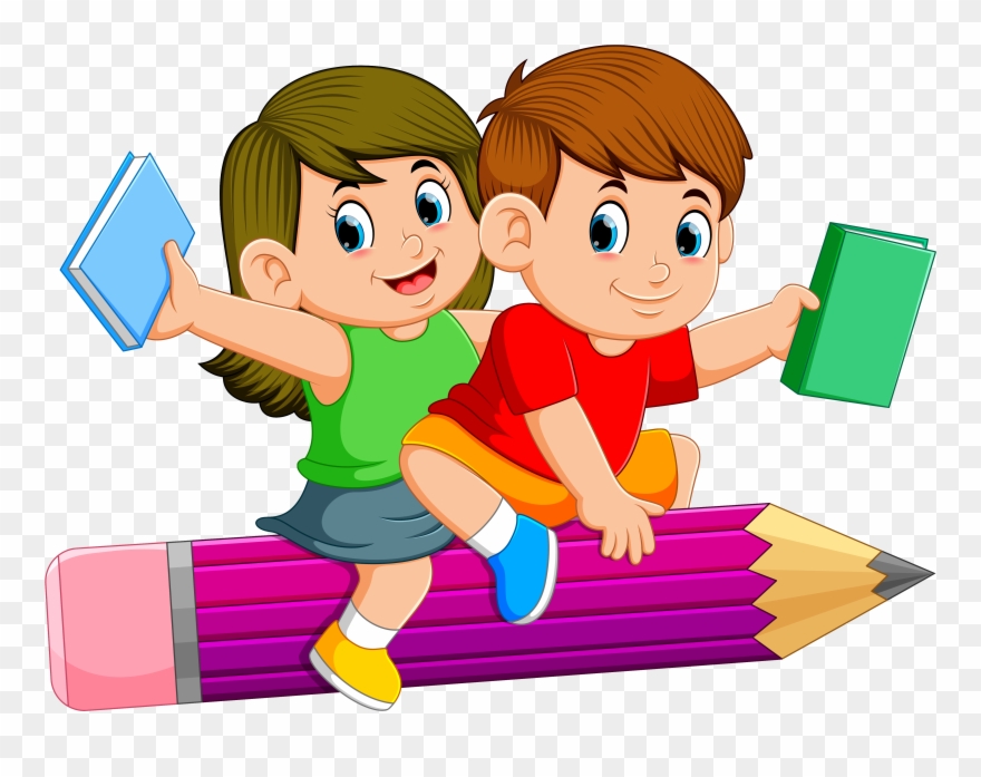Children Courses - Kids Flying On Pencil Clipart