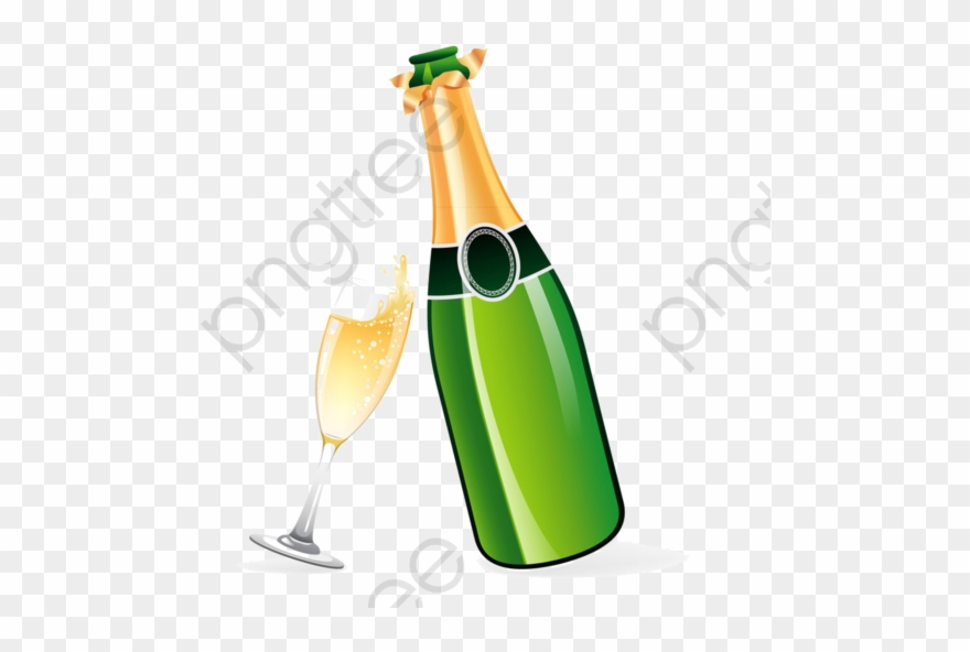 Cartoon Champagne Glasses Clink - Sektflasche Clipart - Png Download