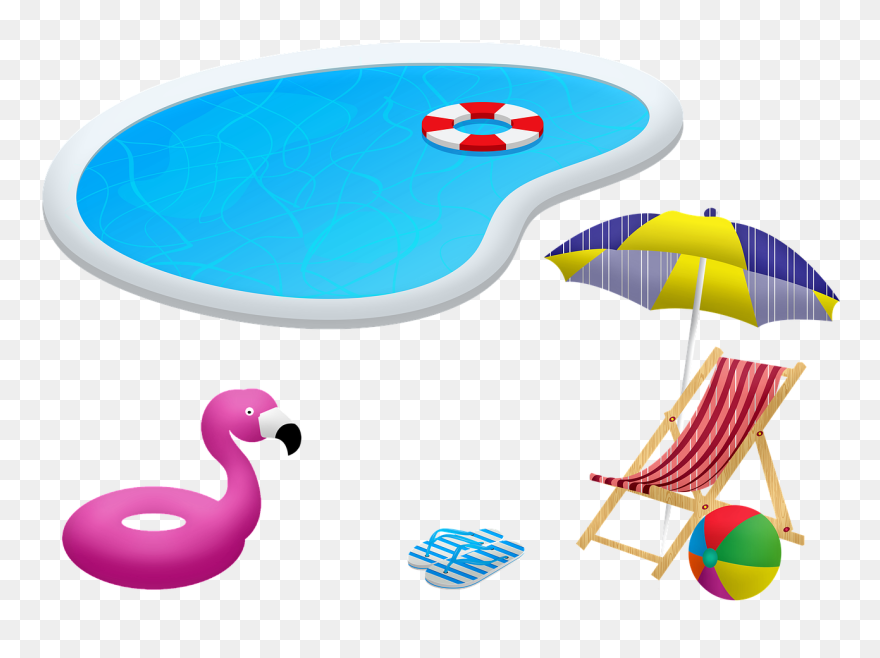 Swimming Pool Chair And Umbrella Flotation Clipart