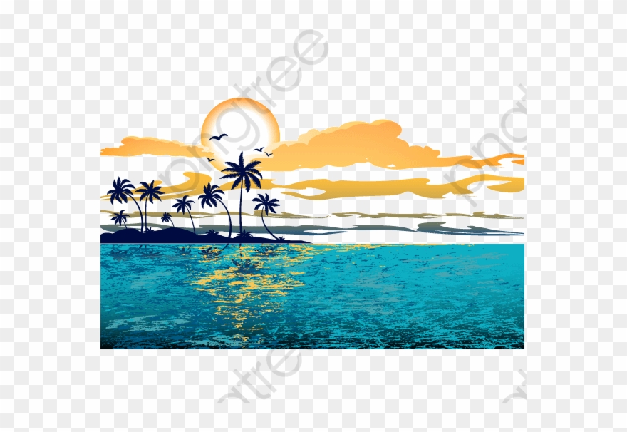 Great Wave Background - Beach Sunset Png Clipart