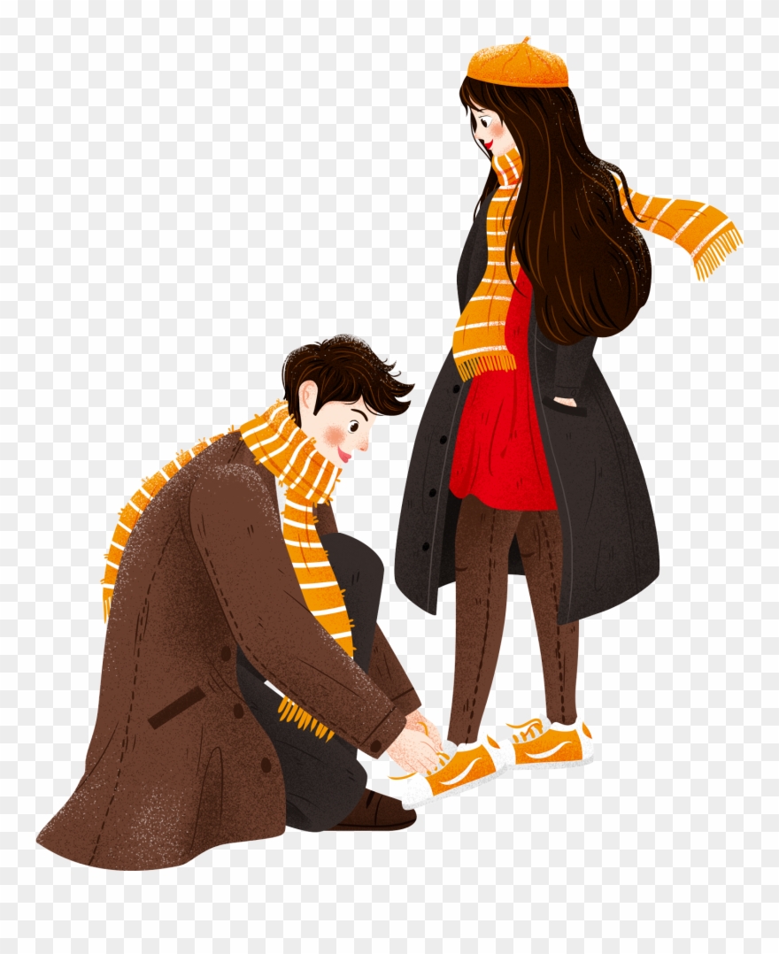 Character Couple Laces Romance Png And Psd - การ์ตูน มัด เชือก รองเท้า Clipart