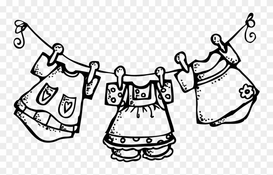 Clipart Clothes On A Clothesline - Clothes Clip Art Black And White - Png Download