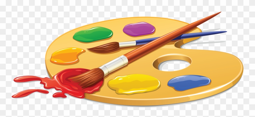 Palette Painting Brush Clip Art - Art Palette With Paint - Png Download