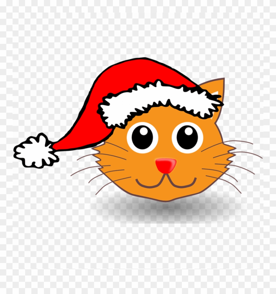Free Png Cartoon Cat With Santa Hat Png Image With - Cat With Christmas Hat Clipart Transparent Png