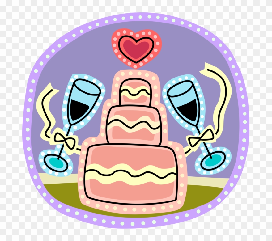 Vector Illustration Of Wedding Cake Traditional Cake - Wedding Cake And Champagne Clipart - Png Download