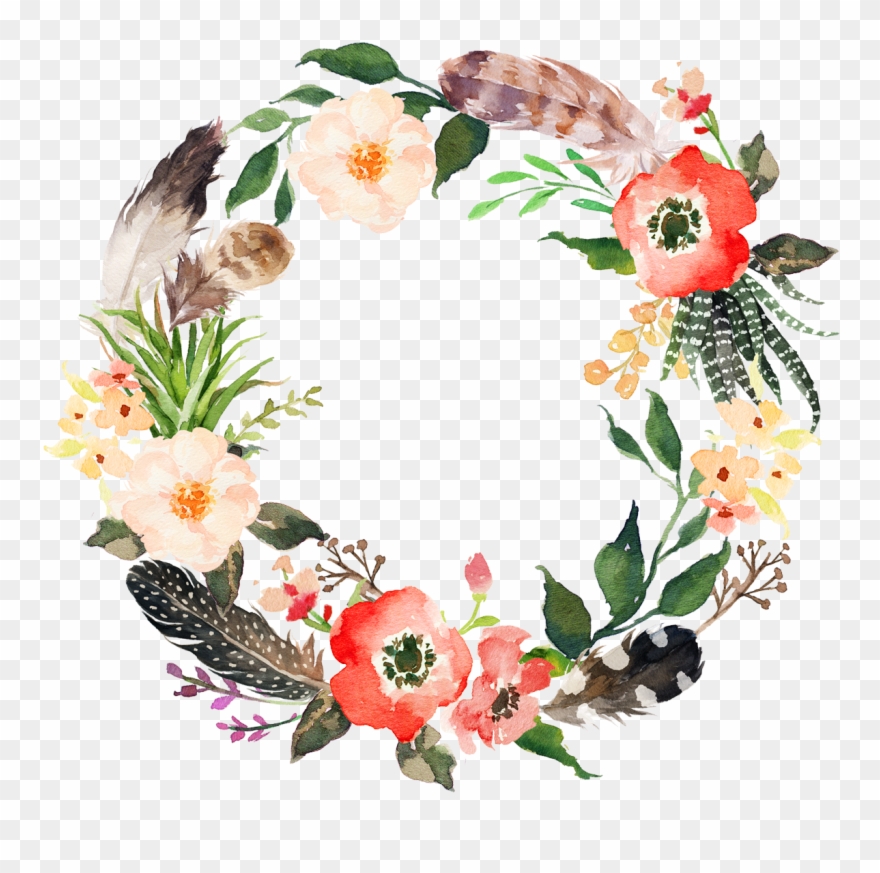 Free Png Floral Frame - Watercolor Flower Wreath Png Clipart