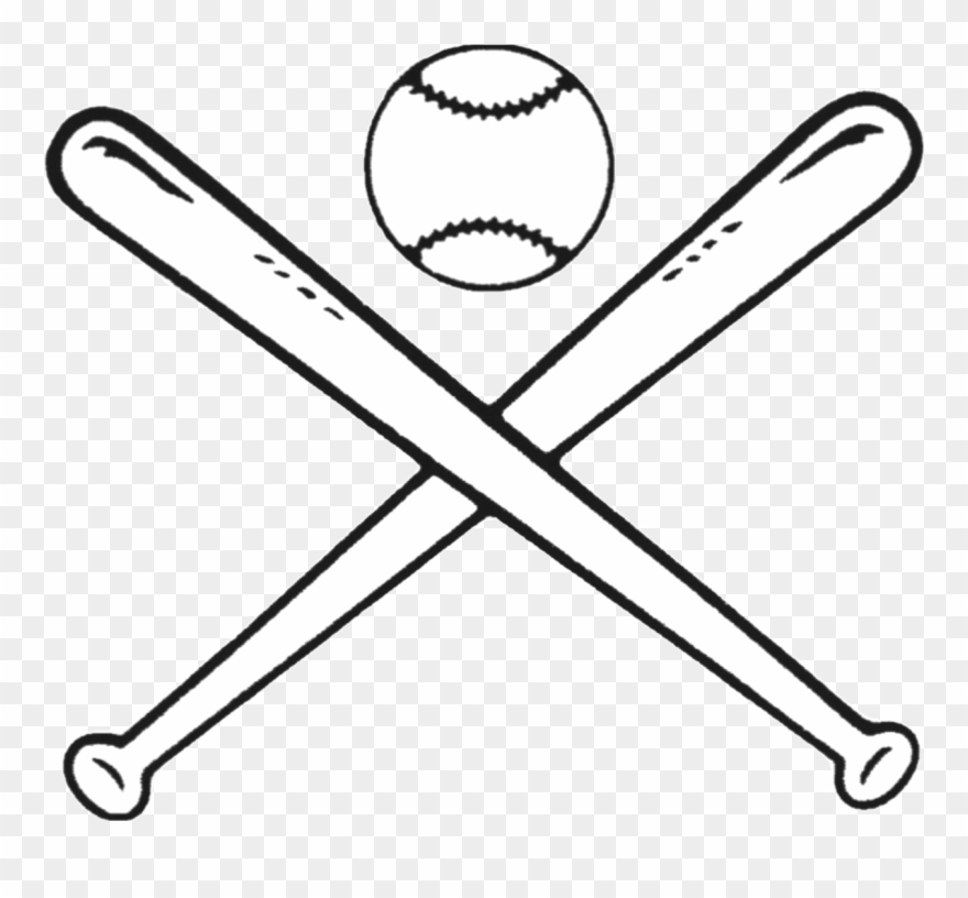 Baseball Bats Drawing Bat And Ball Games Clip Art - Baseball Clipart Black And White Free - Png Download