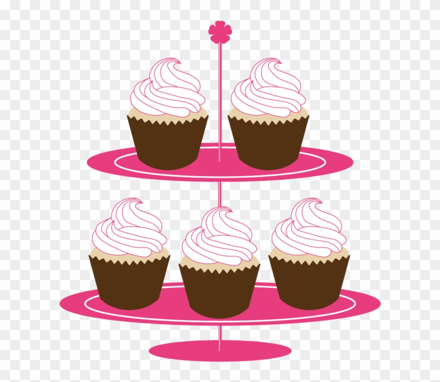 Cupcakes On Stand Clipart - Transparent Free Cupcake Clipart Png