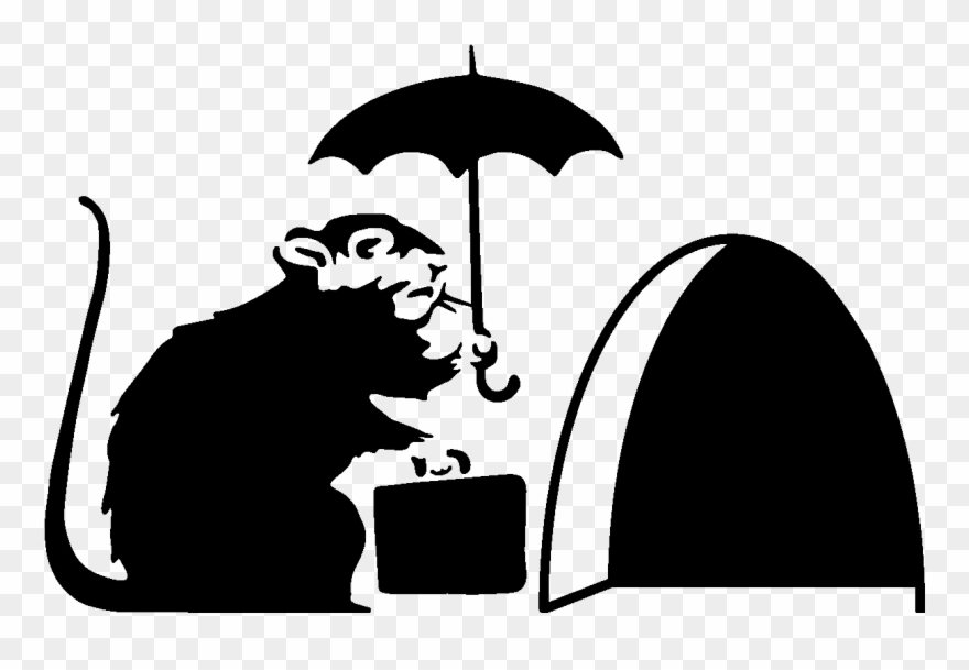 Sticker Trou De Souris Voyageur Ambiance Sticker Sand - Banksy Rat With Umbrella Clipart