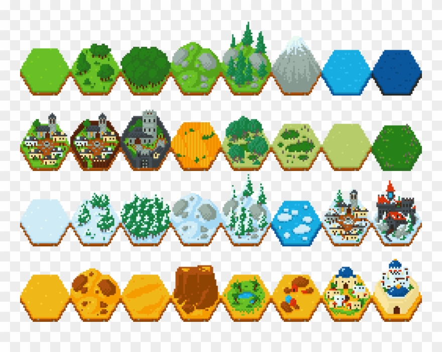 Fantasy Hex Tiles By Cuddlyclover - Hex Pixel Clipart