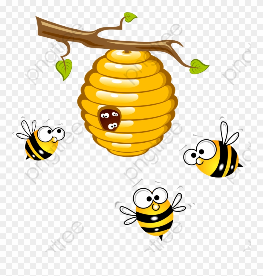 Bee Hive Yellow - Abeja Y Su Colmena Clipart