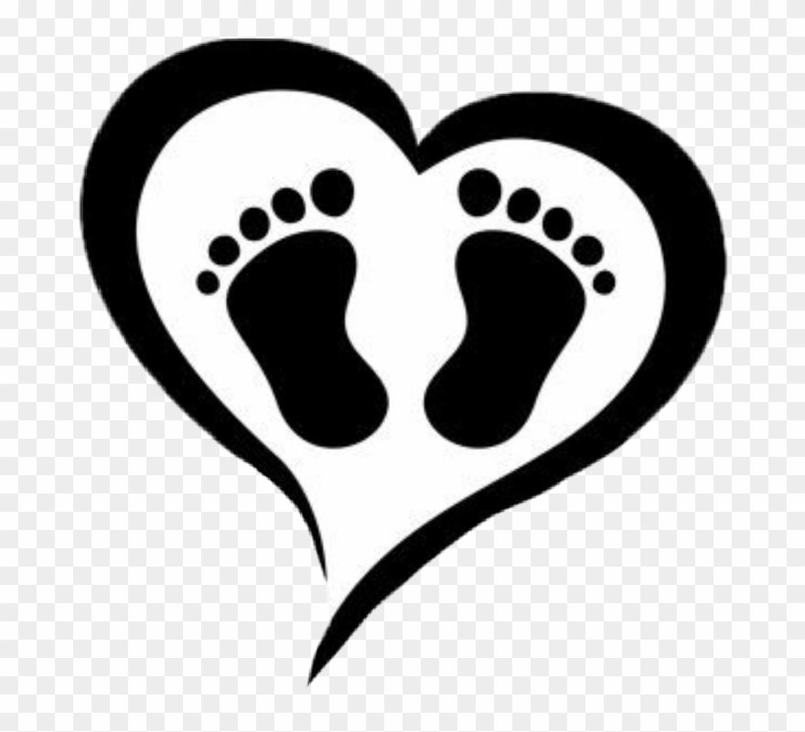 Heart Baby Babyfeet Silhouette - Baby Feet Heart Clip Art - Png Download