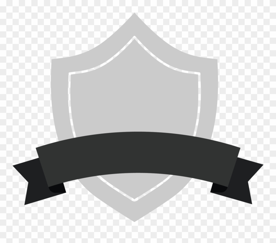 Gray Shield Badge With Black Ribbon - Ribbon Banner Red Png Clipart