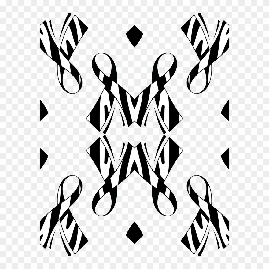 Carcinoid Cancer Ribbon, Black And White Cancer Ribbon, - Graphic Design Clipart