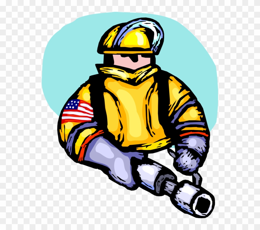 Vector Illustration Of Firefighter Fireman With Fire Clipart