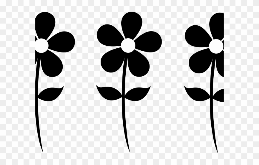 Daisy Clipart Silhouette - Flower Clipart Black And White - Png Download