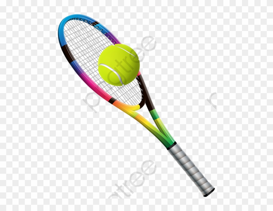 Tennis Ball Clipart Clear Background - Tennis Racket With Ball Png Transparent Png