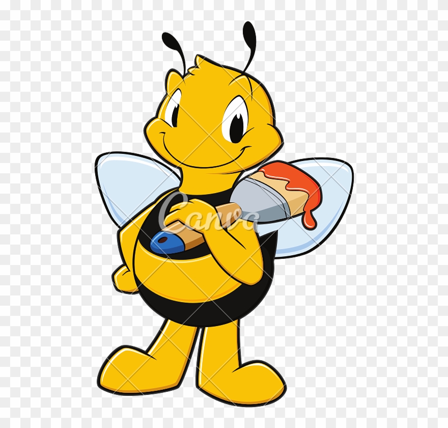Pin Paintbrush Clipart Transparent - Painter Bee - Png Download