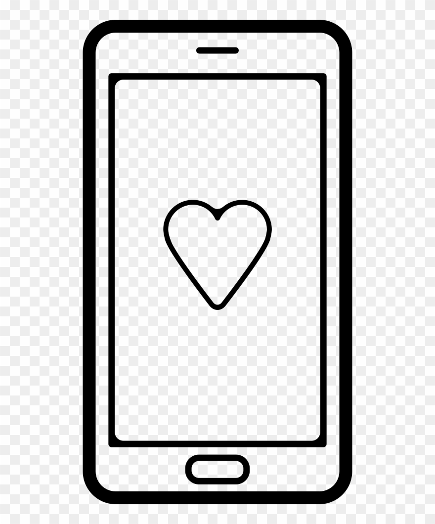 Mobile Phone With A Heart Symbol On Screen Comments - Mobile Symbol Png In White Clipart