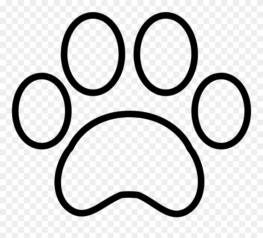 Tiger Paw Print Outline - White Paw Print Vector Clipart