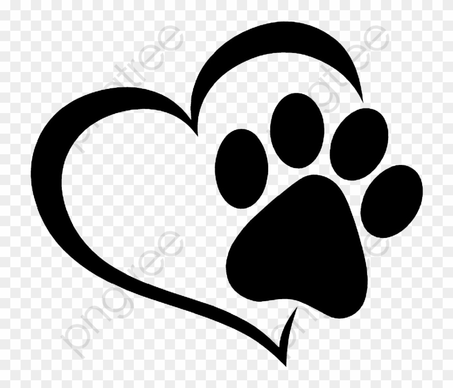 Love And Cat Prints - Paw Print Heart Clip Art - Png Download
