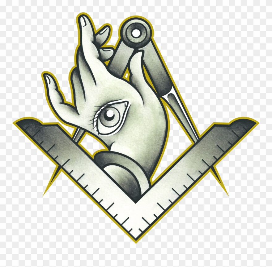 Gold Tattoo - Square And Compass Clipart