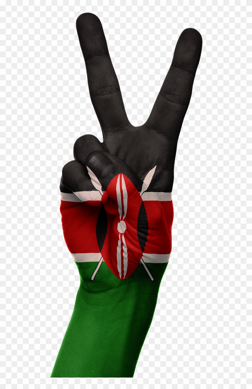 Kenya Flag Hand Symbol Peace Png Image - Kenya Flag Clipart
