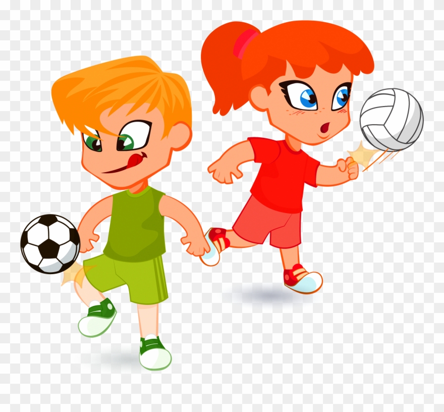 Child Cartoon Illustration - Sport Children Vector Clipart