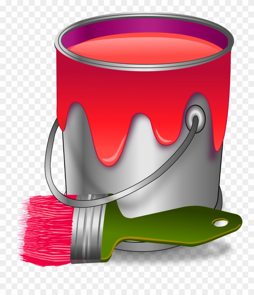 Pot De Peinture Et Un Pinceau Clipart Illustration - Paint Bucket And Brush - Png Download