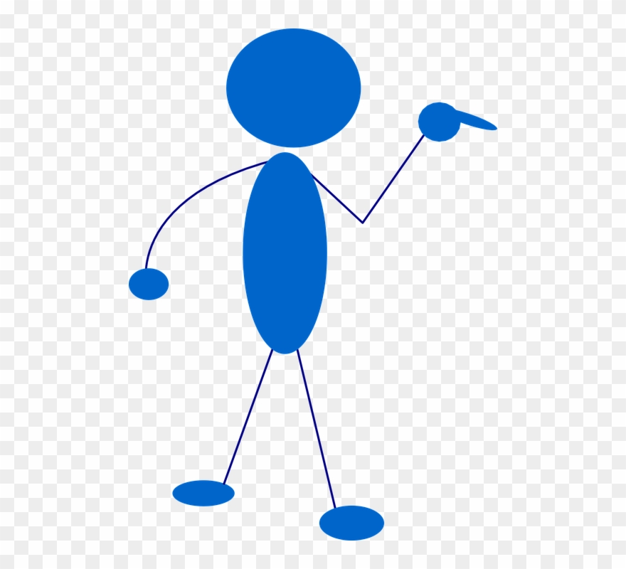 Stick,man,stickman,stick Figure,matchstick Man,pointing,blue, - Point Clip Art - Png Download