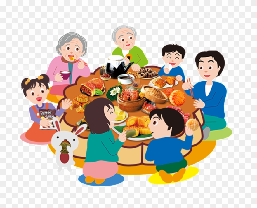Hand Painted Flat Cartoon Family Reunion Png - 中秋 節 一家 團圓 Clipart