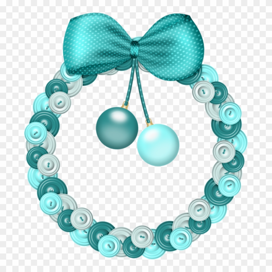 Christmas Blue Wreath Clip Art - Teal Christmas Garland Clip Art - Png Download