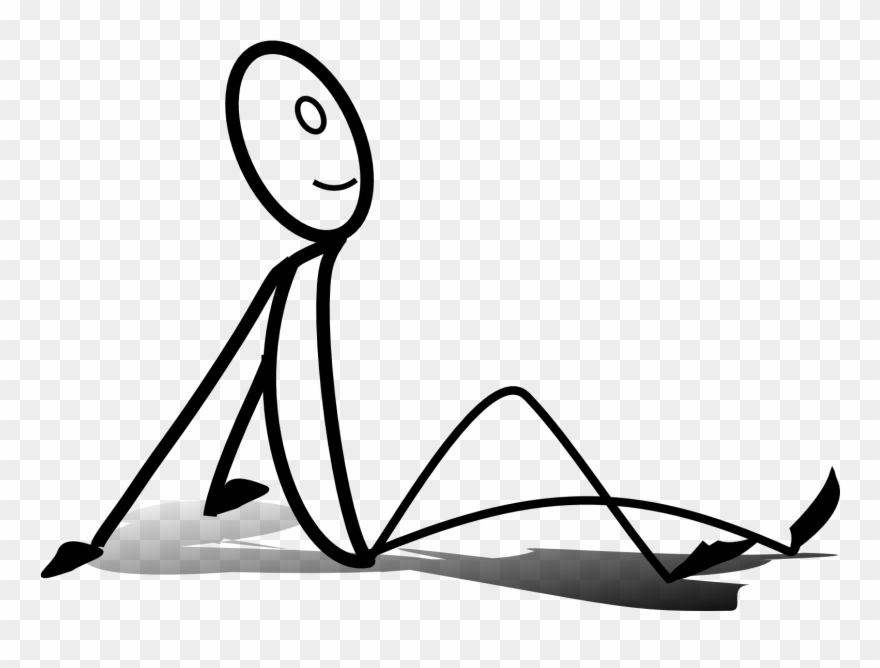 Stickman Sit Relax Watch Smile - Stick Figure Sitting Down Clipart