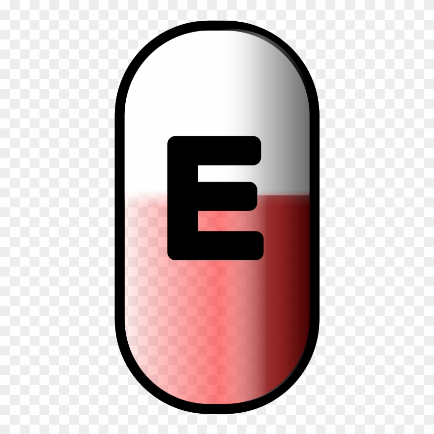Free Capsule Half Transparent Free White Red E Pill - Pill Outline Clipart