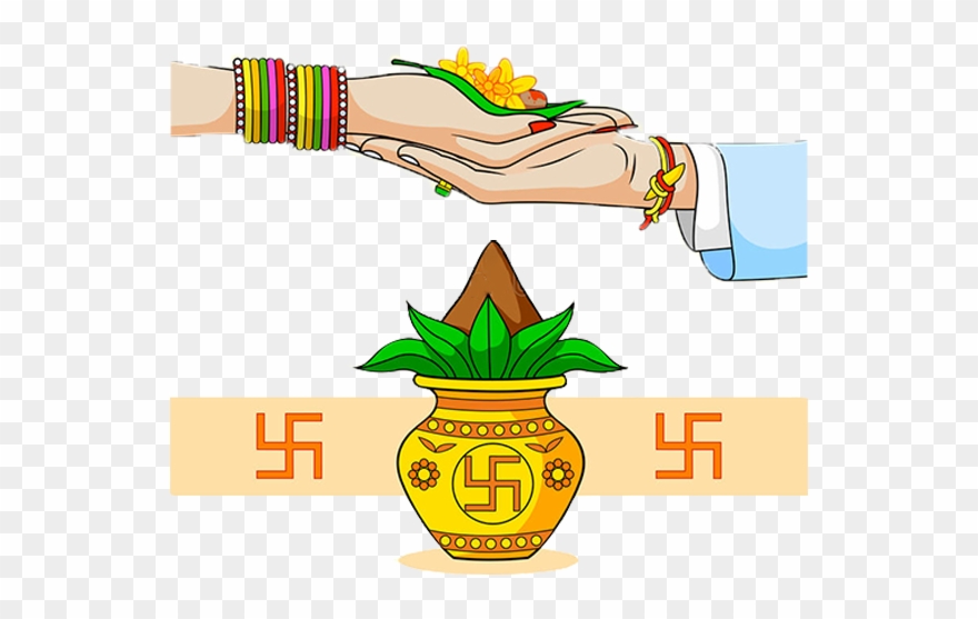 Giving Away Of The Bride - Indian Wedding Hands Vector Clipart