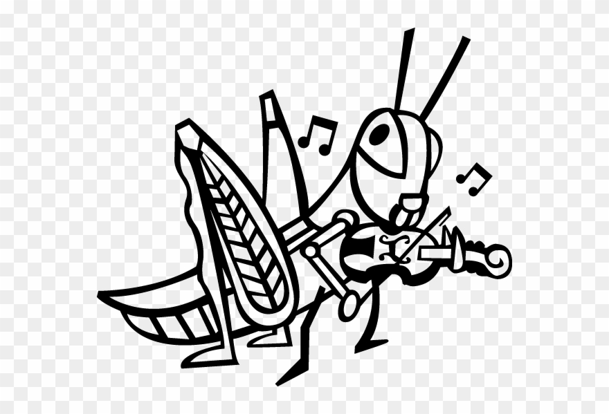 Violin Clipart Grasshopper - Black And White Grasshopper Clipart - Png Download