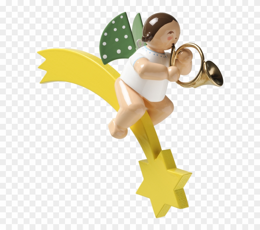 Angel With French Horn, On Comet - Christmas Tree Angel French Horn (wendt Und Kuehn) Clipart