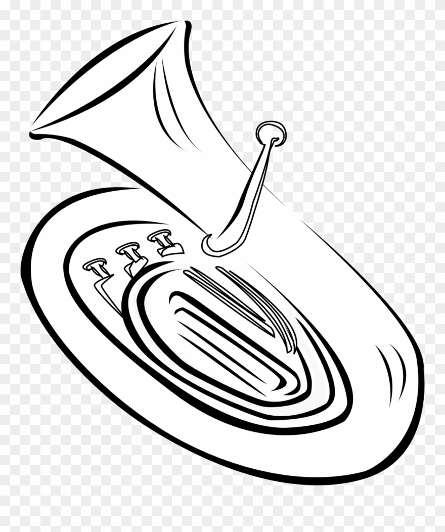 Cartoon Tuba Black And White Clipart