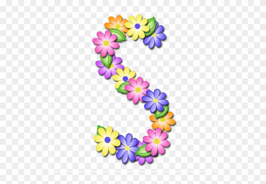 Scrap Alpha Colored Flowers - Alphabet Letters Flower Transparent Clipart