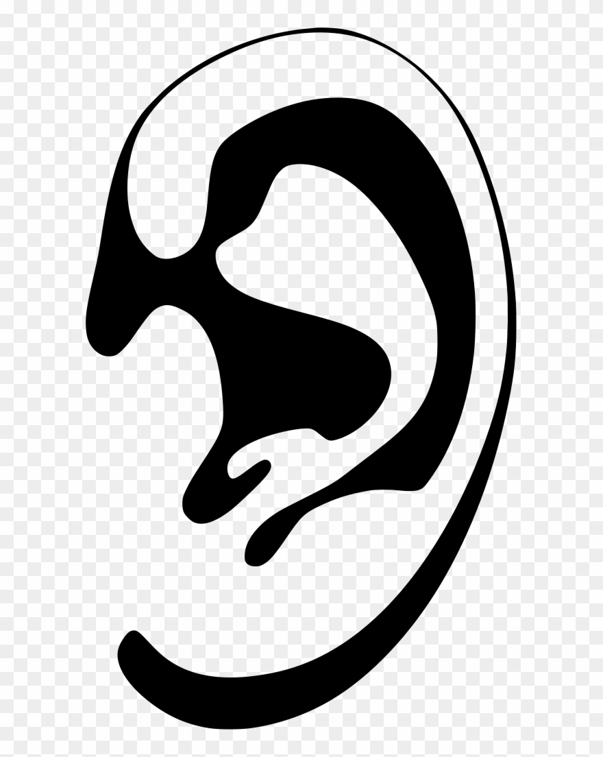 Ohr, Anhörung, Hören - Ear Black And White Png Clipart
