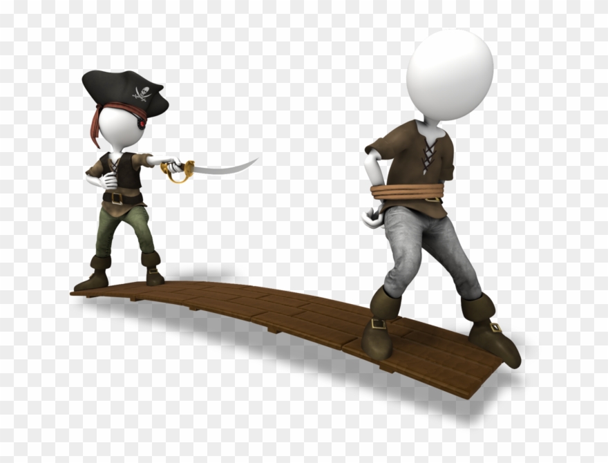 Wood Clipart Walk The Plank - Pirate Walking The Plank Clipart - Png Download