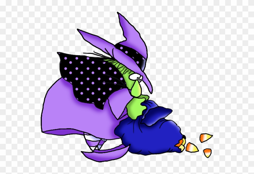 Funny Witch With Candies Halloween Clipart - Cartoon - Png Download
