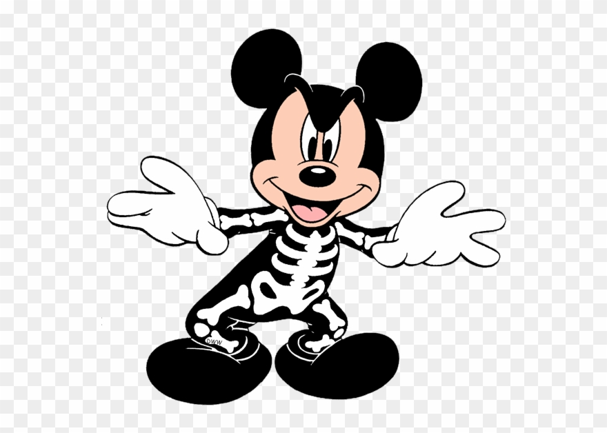 Disney Halloween Clip Art - Skeleton Mickey Mouse Clipart - Png Download