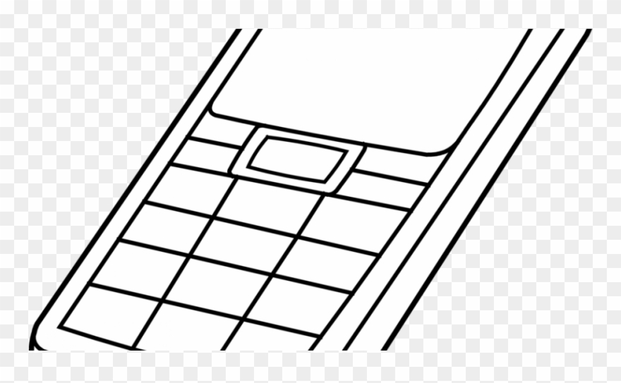 Cell Phone Clip Art Outline Sketch Coloring Page Home - Cellphone Black And White - Png Download
