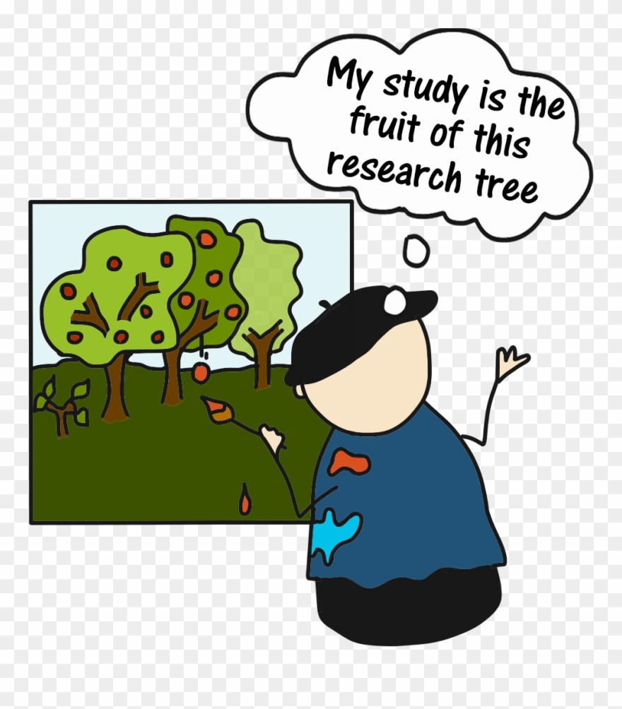 Artist Painting A Picture Of Woodland With Fruit Trees - Cartoon Clipart