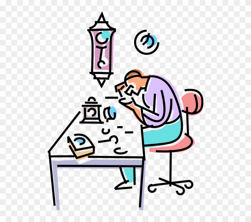 Vector Illustration Of Artisan Watchmaker Clock And Clipart
