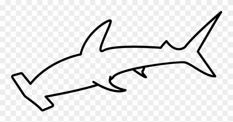 Hammerhead Shark Outline Sticker - Hammerhead Shark Outline Clipart