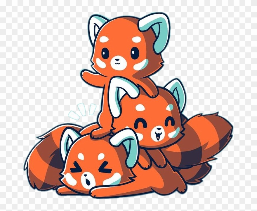 #freetoedit #cute #kawaii #redpanda #friends #hug #happy - Cute Red Panda Cartoon Clipart